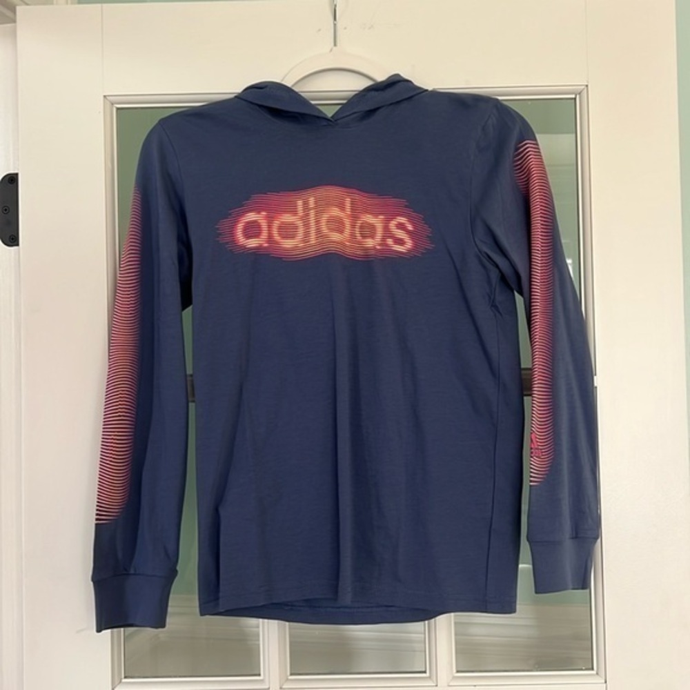 Adidas Boys Hooded Long Sleeve Tee | M